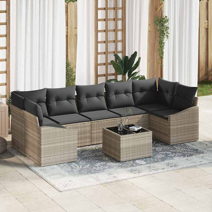 Bankstel Met Kussen Met Opslag 8 Pcs En Crème Poly Rattan