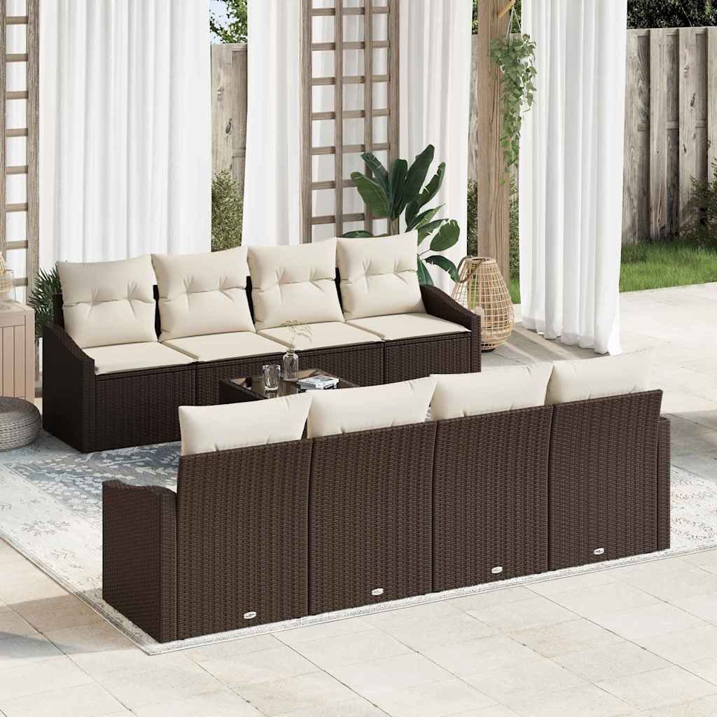 Bankstel Met Kussen Met Opslag 7 Pcs En Crème Poly Rattan