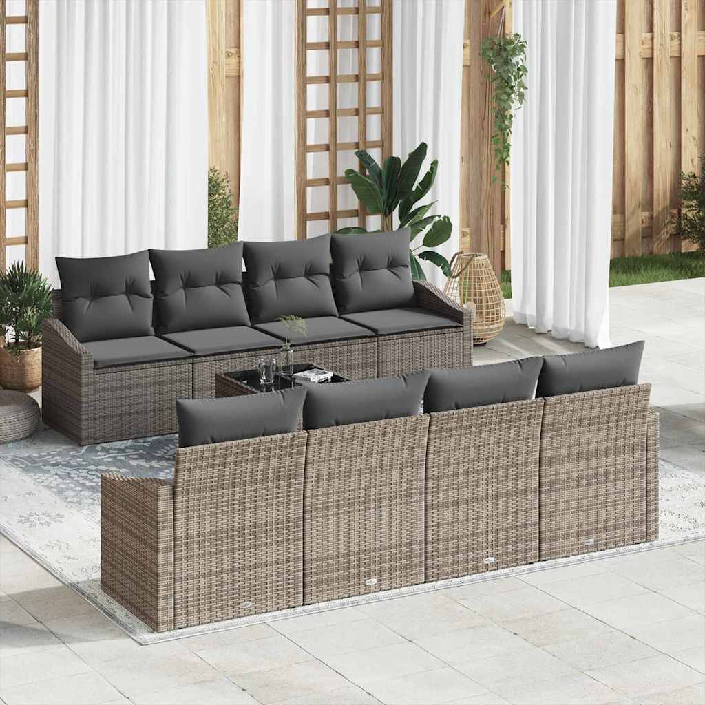 Bankstel Met Kussen Met Opslag 7 Pcs En Crème Poly Rattan