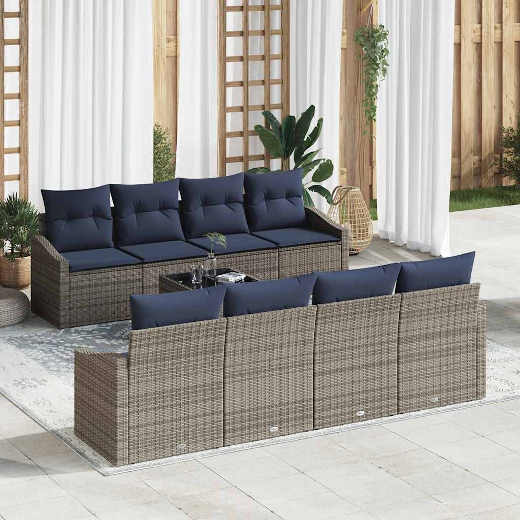 Bankstel Met Kussen 9 Pcs Poly Rattan