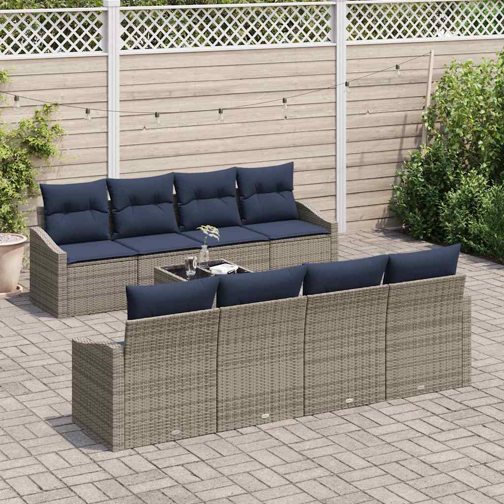 Bankstel Met Kussen 9 Pcs Poly Rattan