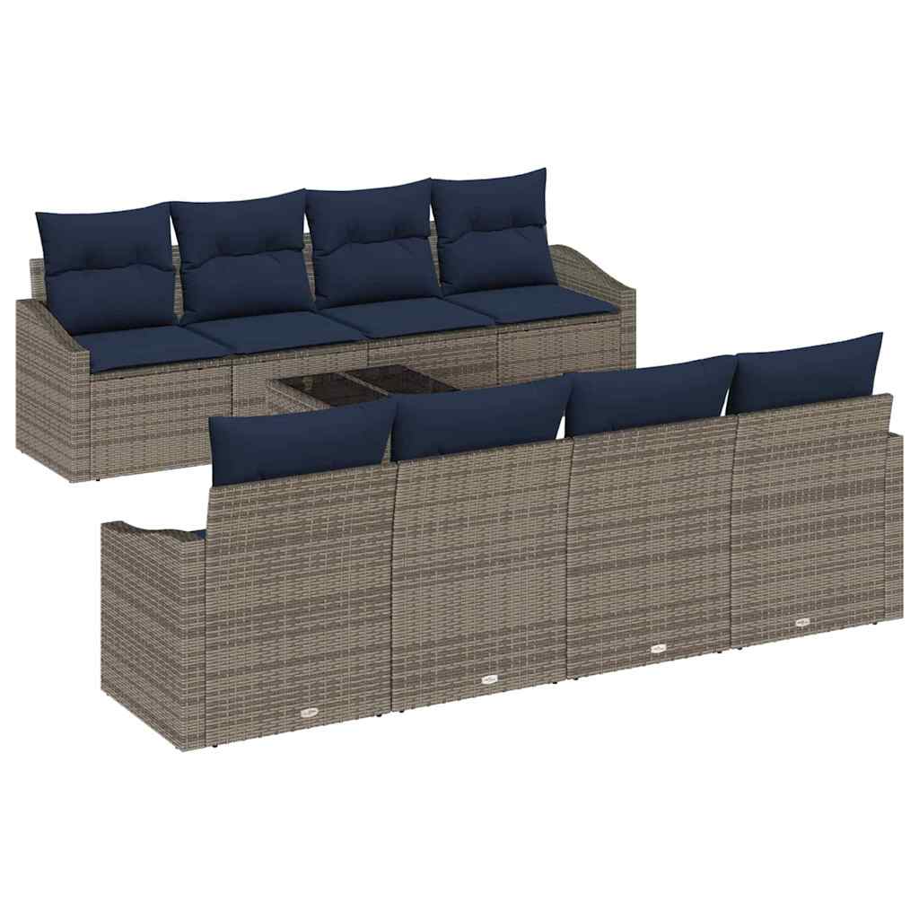 Bankstel Met Kussen 9 Pcs Poly Rattan