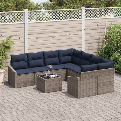 Bankstel Met Kussen 9 Pcs Poly Rattan