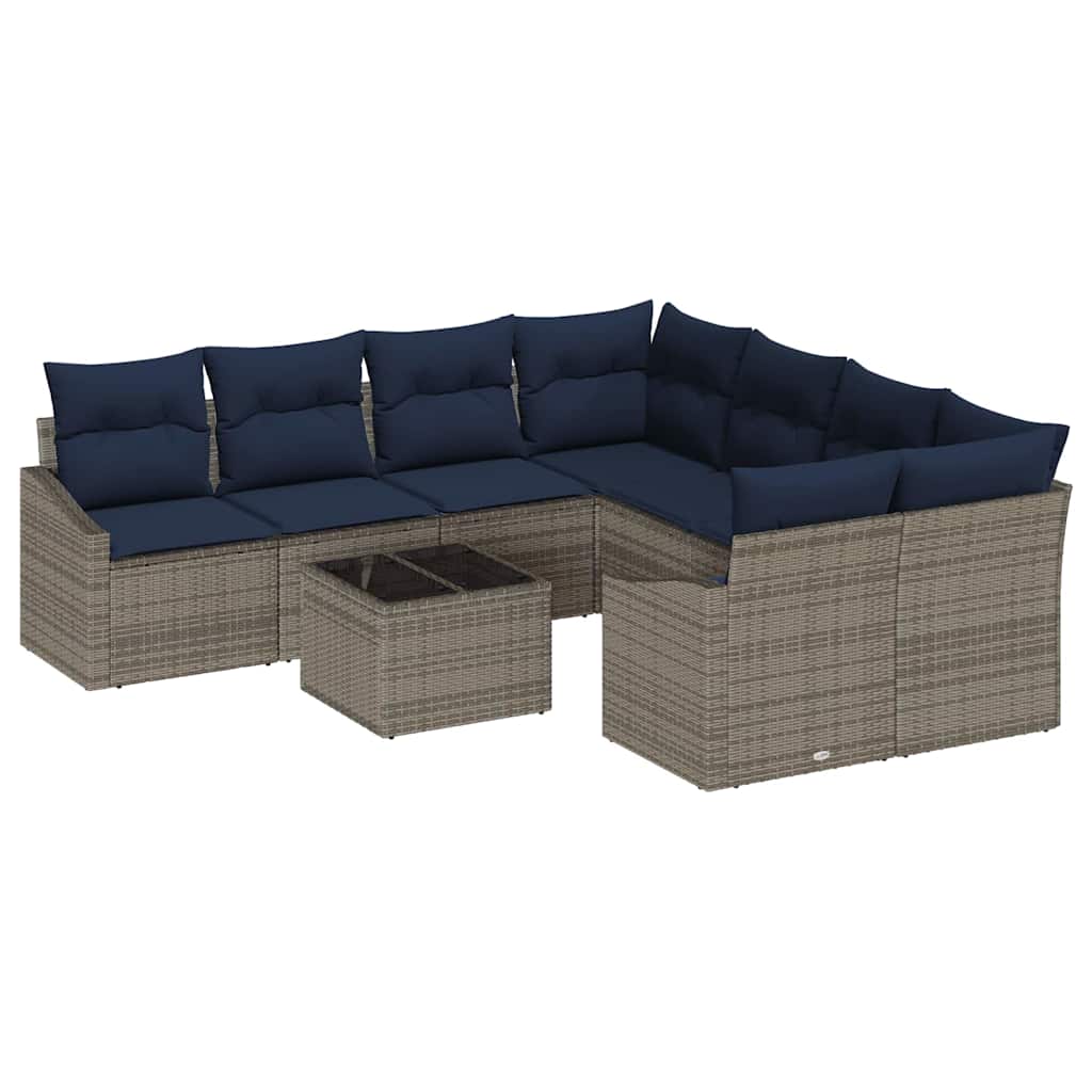 Bankstel Met Kussen 9 Pcs Poly Rattan