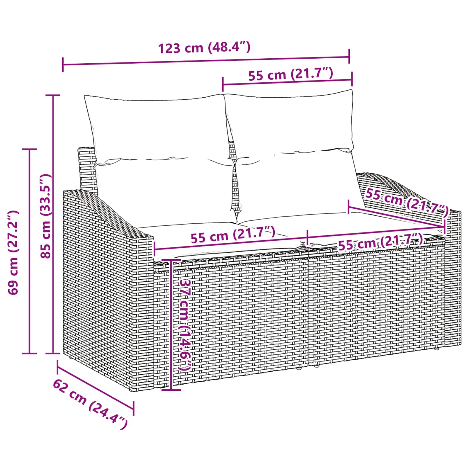 Bankstel Met Kussen 9 Pcs Poly Rattan