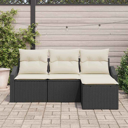 Bankstel Met Kussen Met Opslag 4 Pcs En Crème Poly Rattan