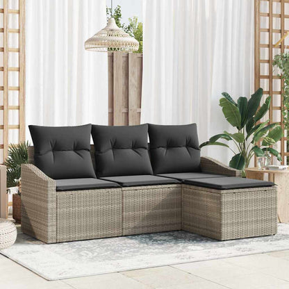 Bankstel Met Kussen Met Opslag 4 Pcs En Crème Poly Rattan