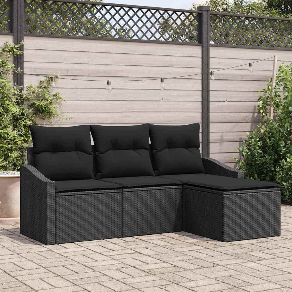 Bankstel Met Kussen Met Opslag 4 Pcs En Crème Poly Rattan