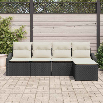 Bankstel Met Kussen Met Opslag 5 Pcs En Crème Poly Rattan