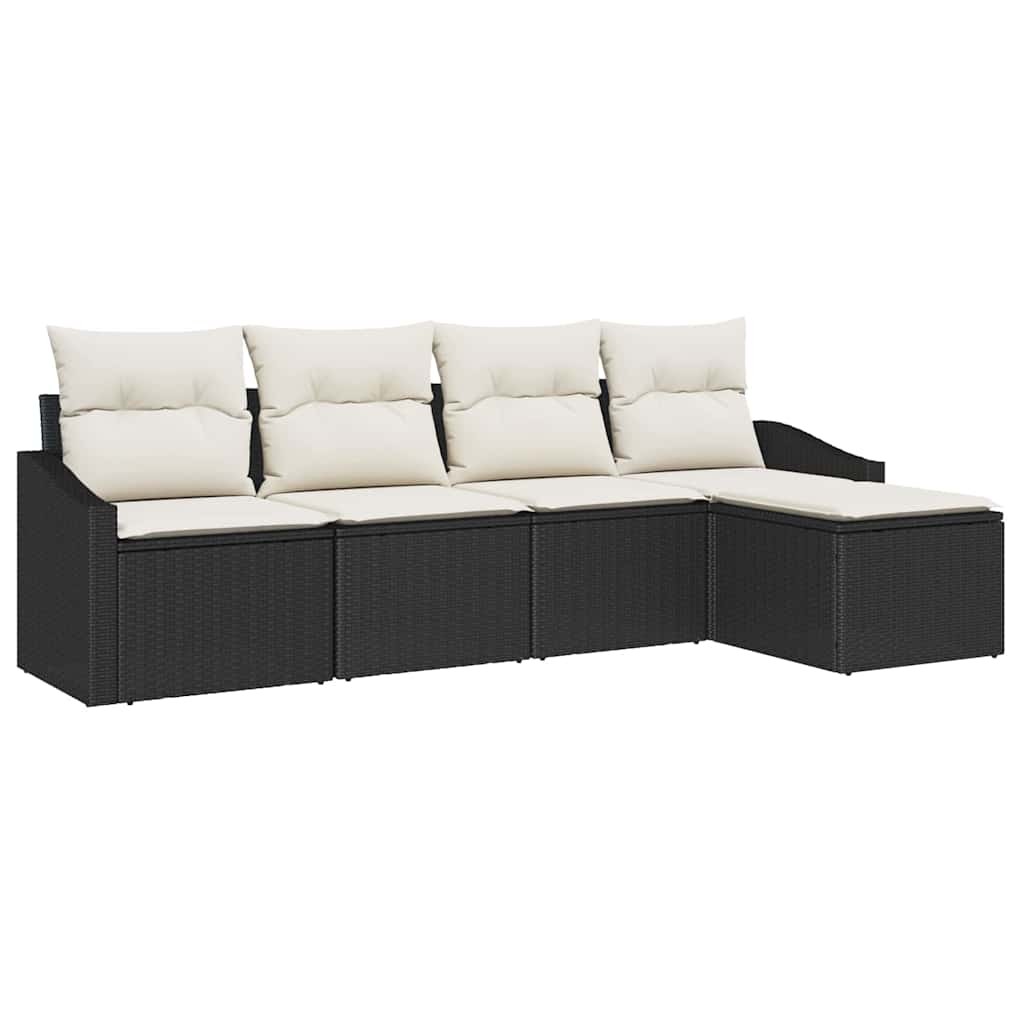 Bankstel Met Kussen Met Opslag 5 Pcs En Crème Poly Rattan