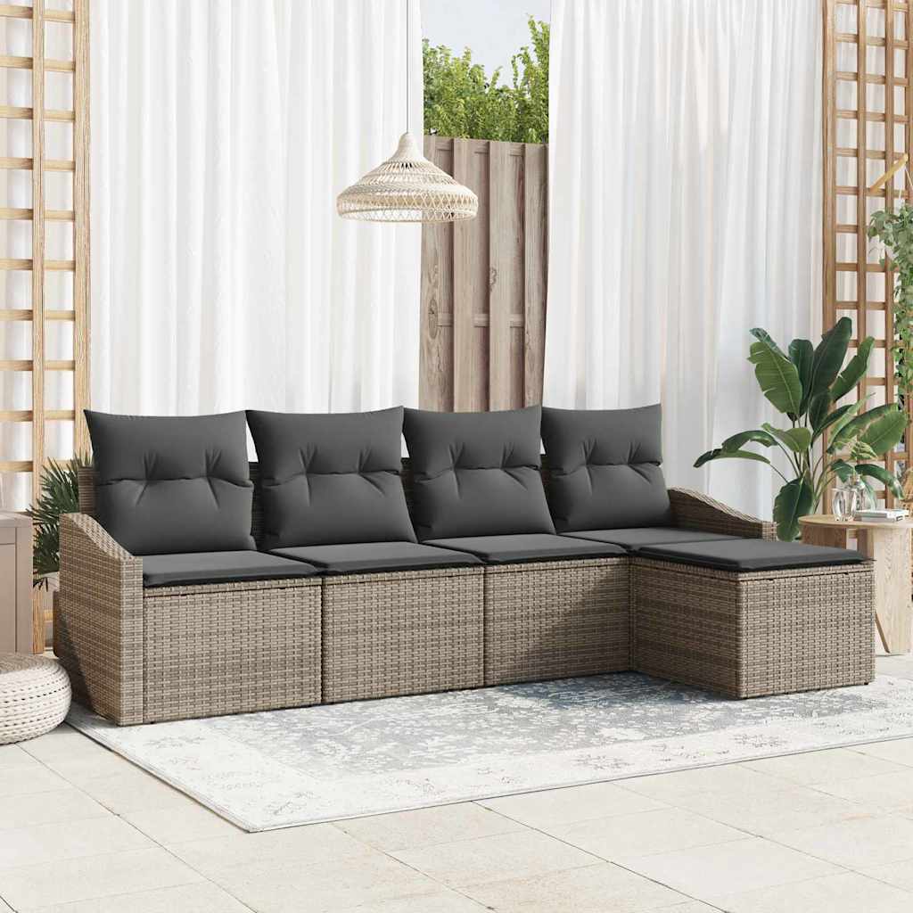 Bankstel Met Kussen Met Opslag 5 Pcs En Crème Poly Rattan
