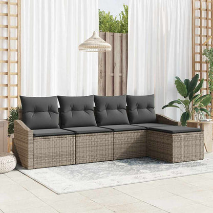 Bankstel Met Kussen Met Opslag 5 Pcs En Crème Poly Rattan