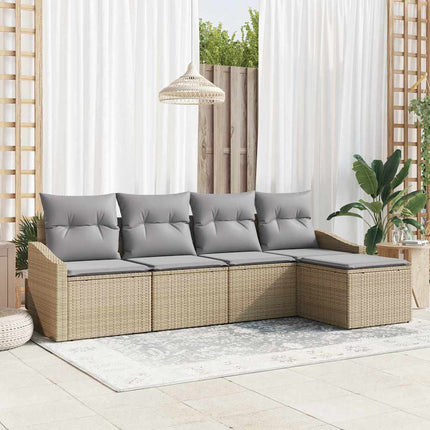 Bankstel Met Kussen Met Opslag 5 Pcs Poly Rattan