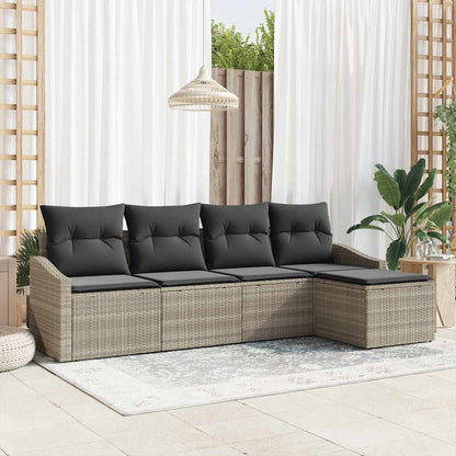 Bankstel Met Kussen Met Opslag 5 Pcs En Crème Poly Rattan