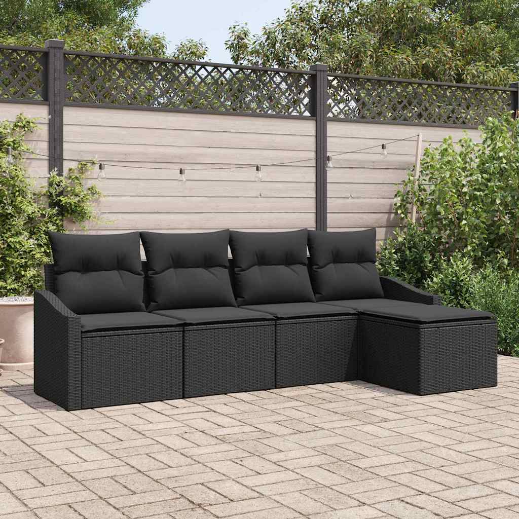 Bankstel Met Kussen Met Opslag 5 Pcs En Crème Poly Rattan