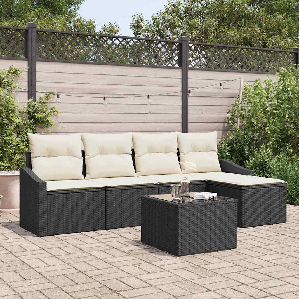 Bankstel Met Kussen Met Opslag 5 Pcs En Crème Poly Rattan