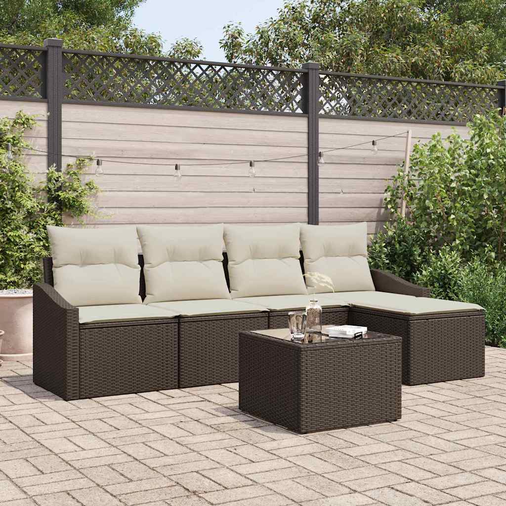Bankstel Met Kussen Met Opslag 5 Pcs En Crème Poly Rattan