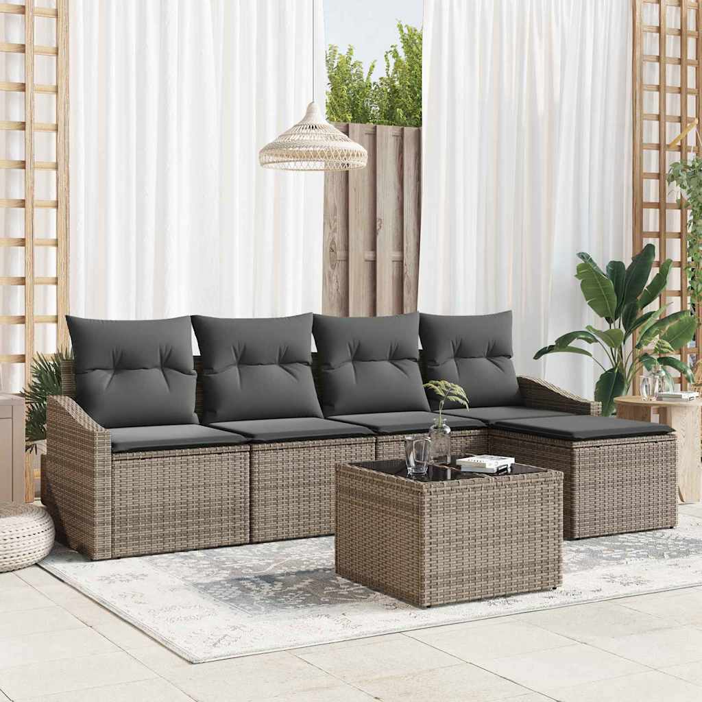 Bankstel Met Kussen Met Opslag 5 Pcs En Crème Poly Rattan