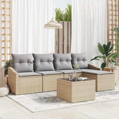 Bankstel Met Kussen Met Opslag 5 Pcs En Crème Poly Rattan