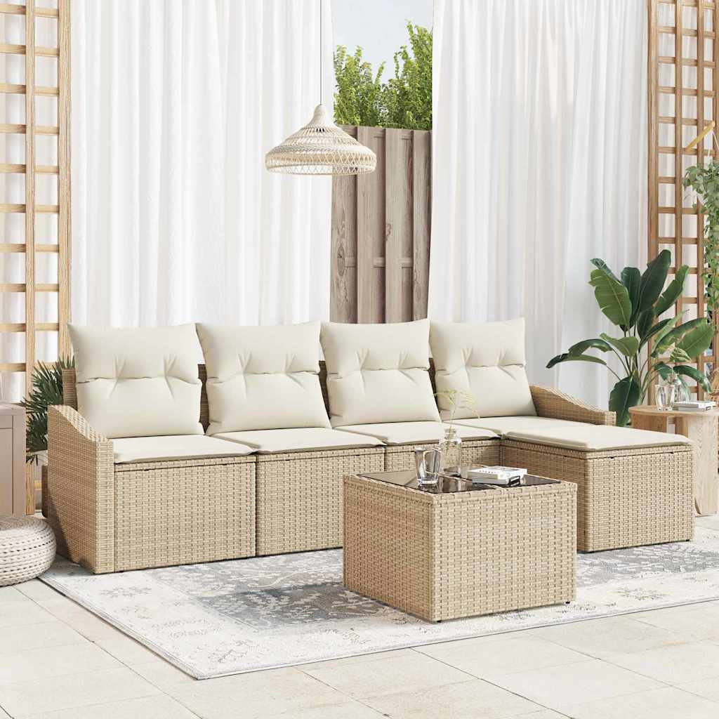 Bankstel Met Kussen Met Opslag 5 Pcs En Crème Poly Rattan