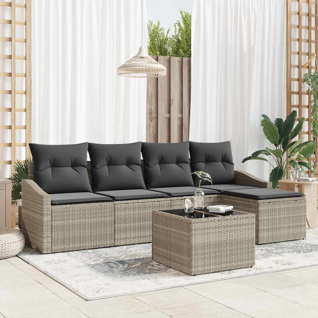 Bankstel Met Kussen Met Opslag 5 Pcs En Crème Poly Rattan