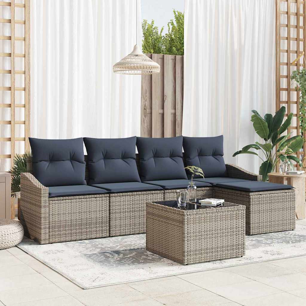 Bankstel Met Kussen 5 Pcs Poly Rattan