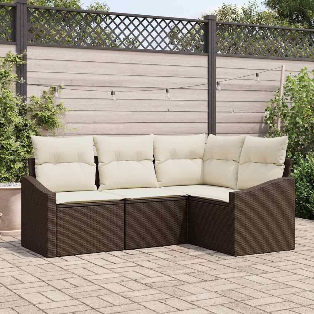Tuinbankenset Met Kussen 4 Pcs Poly Rattan