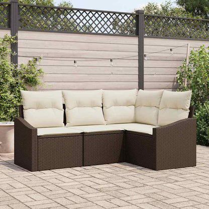 Tuinbankenset Met Kussen 4 Pcs Poly Rattan