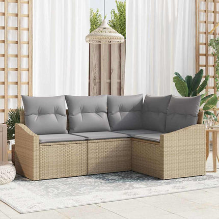 Tuinbankenset Met Kussen Met Opslag 4 Pcs Poly Rattan