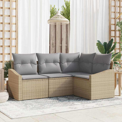 Tuinbankenset Met Kussen 4 Pcs Poly Rattan