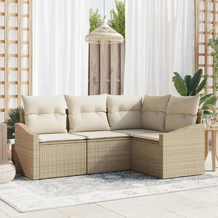 Tuinbankenset Met Kussen Met Opslag 4 Pcs Poly Rattan