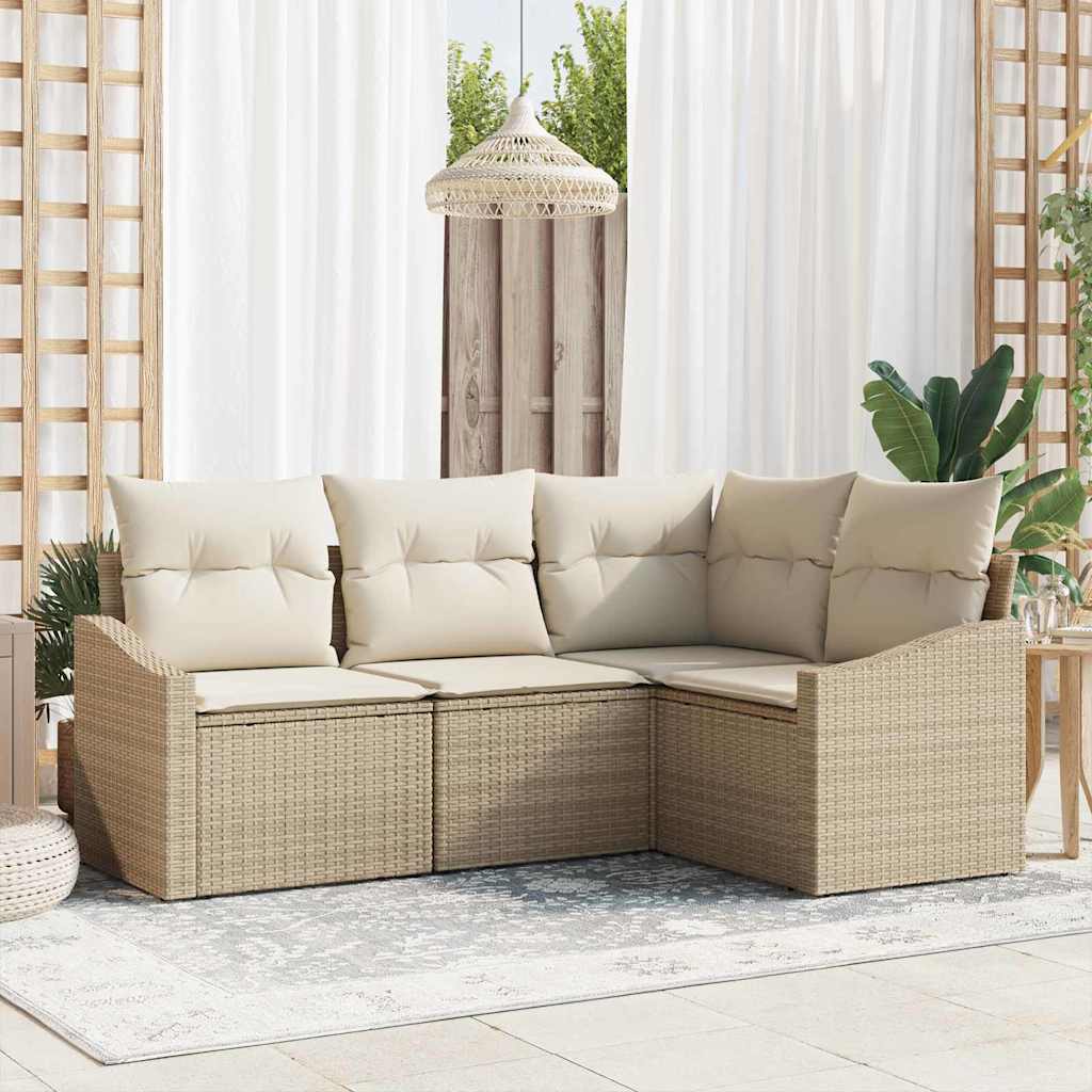Tuinbankenset Met Kussen 4 Pcs Poly Rattan