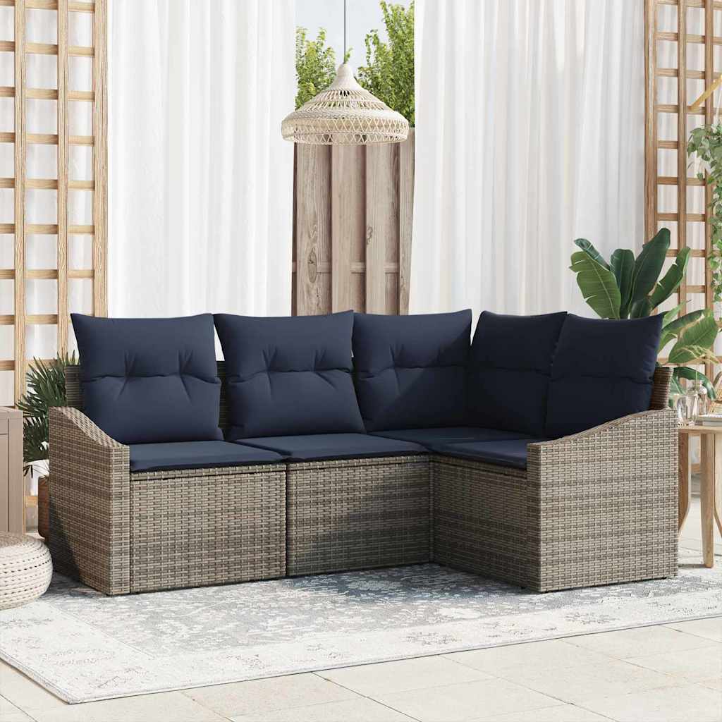 Tuinbankenset Met Kussen 4 Pcs Poly Rattan