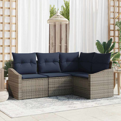 Tuinbankenset Met Kussen 4 Pcs Poly Rattan