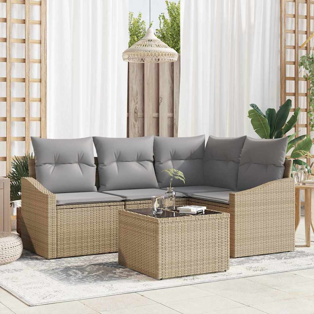 Tuinbankenset Met Kussen 4 Pcs Poly Rattan