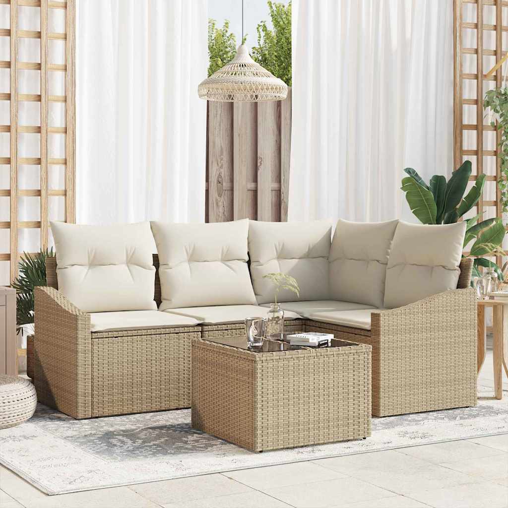Tuinbankenset Met Kussen 4 Pcs Poly Rattan