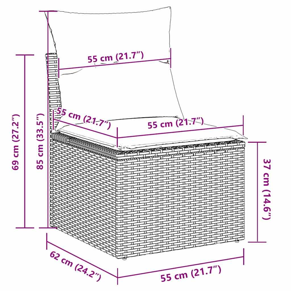 Tuinbankenset Met Kussen 5 Pcs Poly Rattan