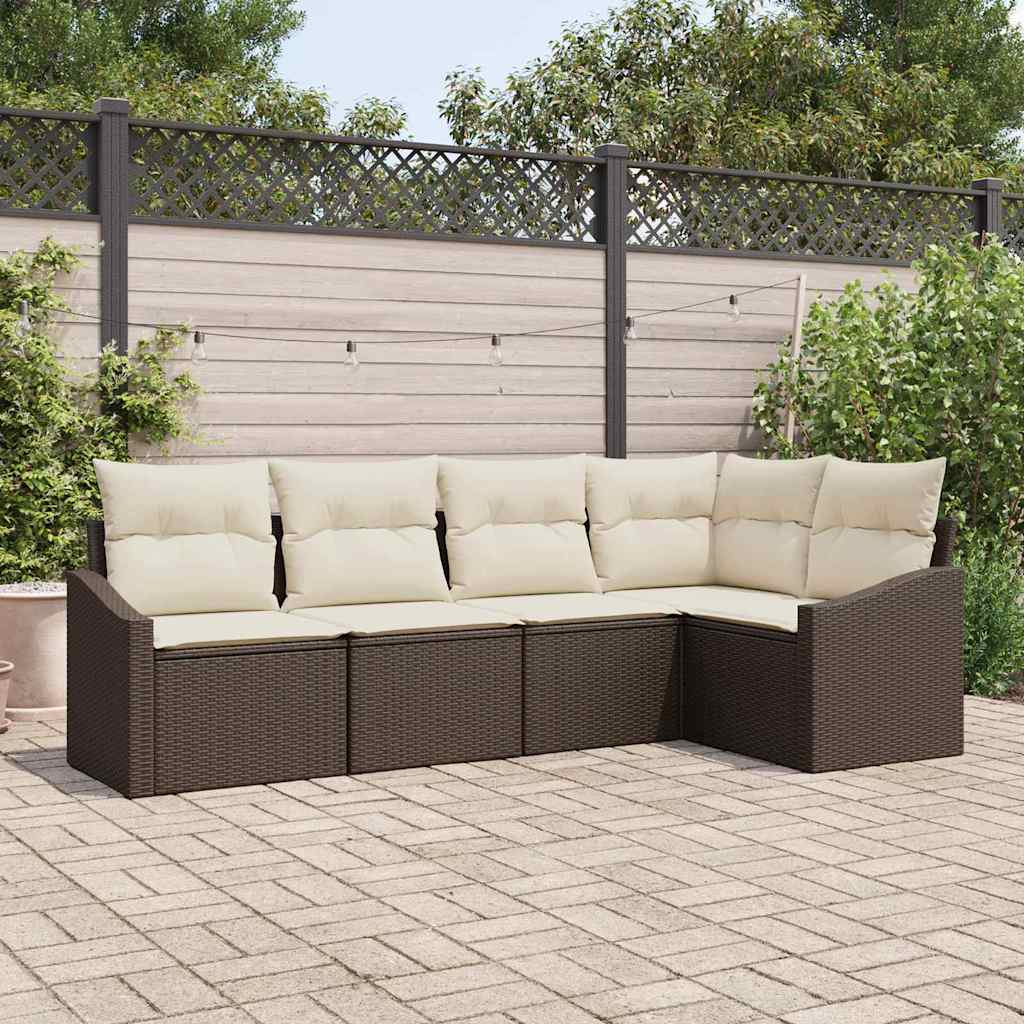 Tuinbankenset Met Kussen 5 Pcs Poly Rattan
