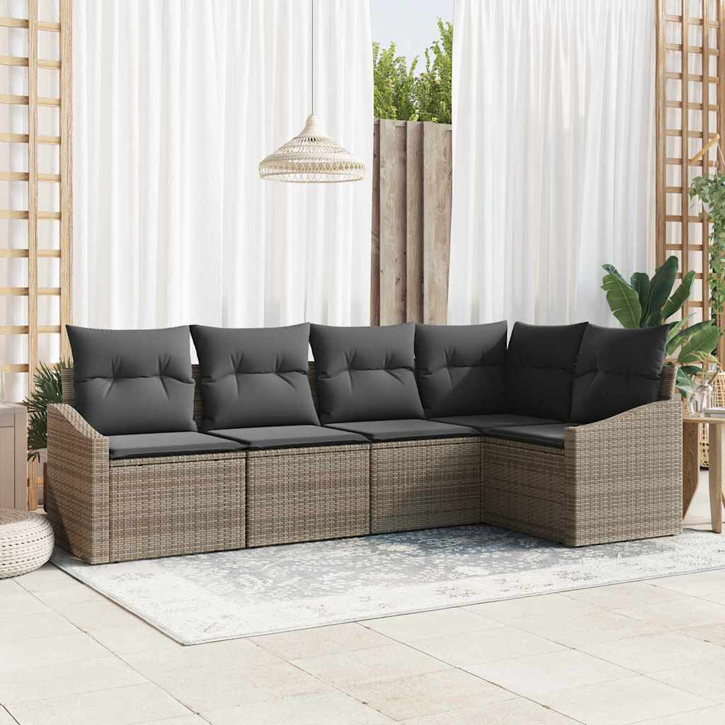 Tuinbankenset Met Kussen 5 Pcs Poly Rattan