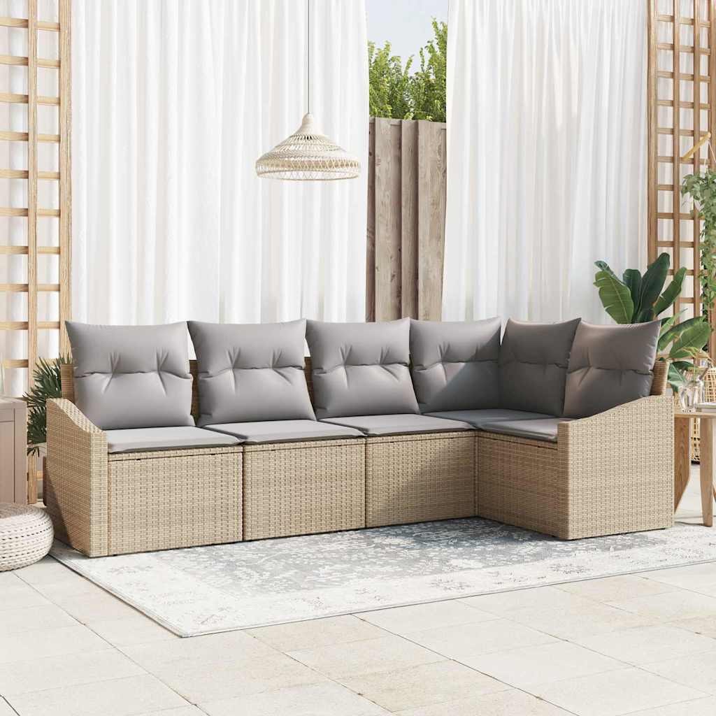 Tuinbankenset Met Kussen 5 Pcs Poly Rattan