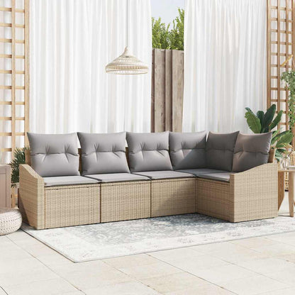 Tuinbankenset Met Kussen 5 Pcs Poly Rattan