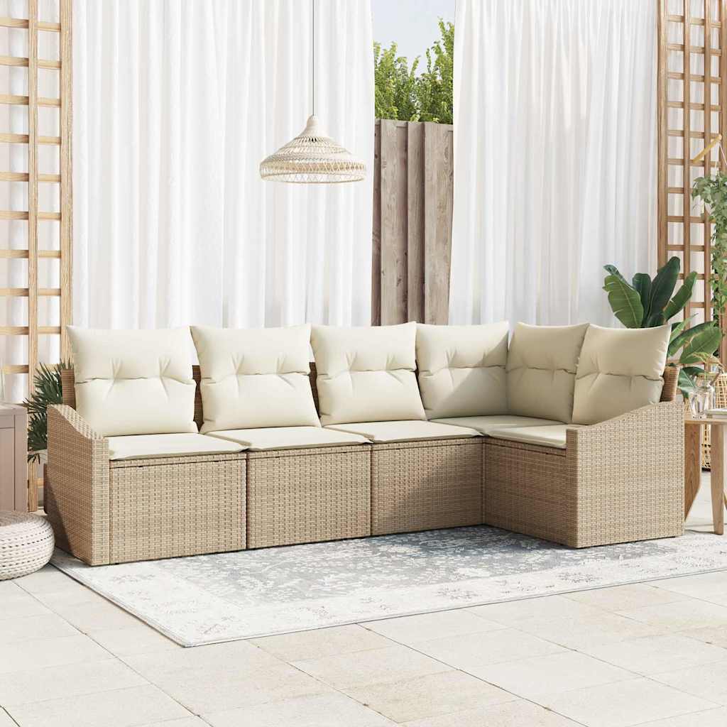 Tuinbankenset Met Kussen 5 Pcs Poly Rattan