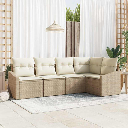 Tuinbankenset Met Kussen 5 Pcs Poly Rattan