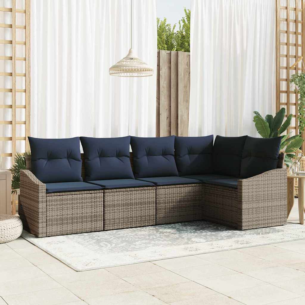 Tuinbankenset Met Kussen 5 Pcs Poly Rattan