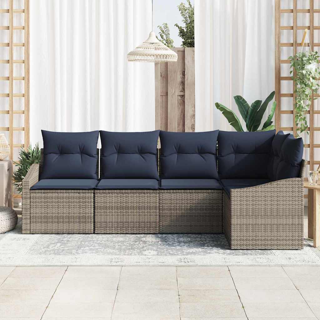 Tuinbankenset Met Kussen 5 Pcs Poly Rattan