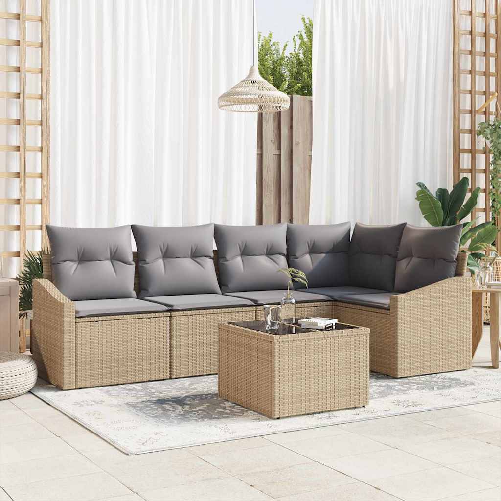 Tuinbankenset Met Kussen 5 Pcs Poly Rattan