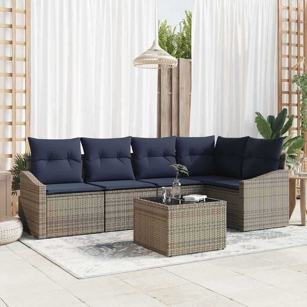 Tuinbankenset Met Kussen 5 Pcs Poly Rattan
