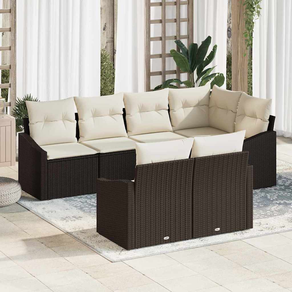 Tuinbankenset Met Kussen 7 Pcs Poly Rattan