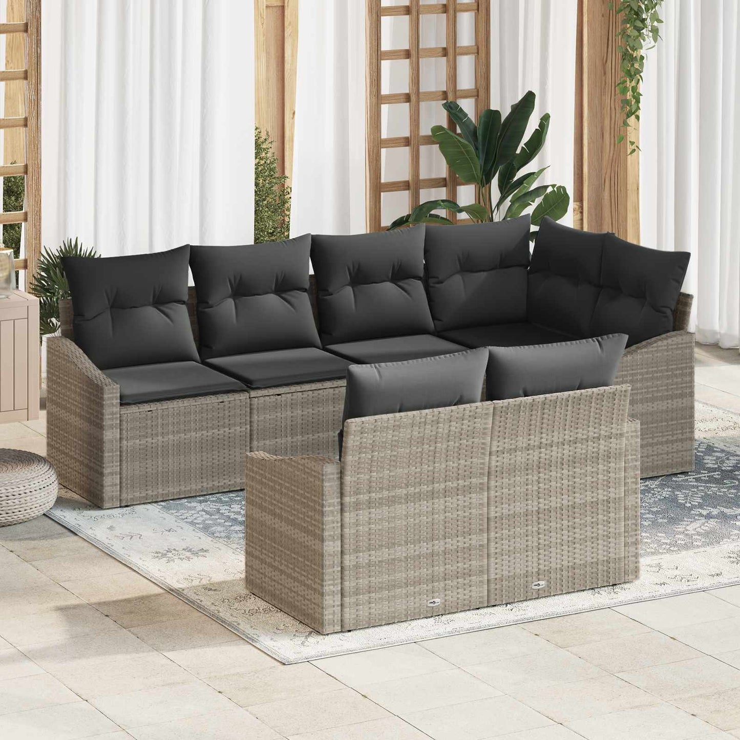 Tuinbankenset Met Kussen 7 Pcs Poly Rattan