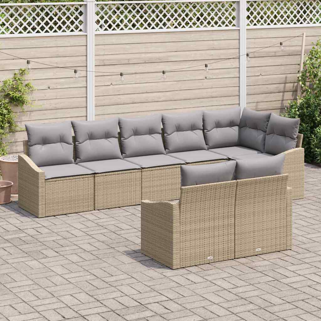 Tuinbankenset Met Kussen 8 Pcs Poly Rattan